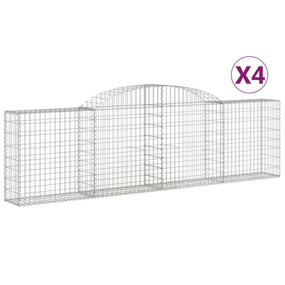 Schanskorven 4 st gewelfd 300x30x80/100 cm gegalvaniseerd ijzer 4 300 x 30 x 80/100 cm