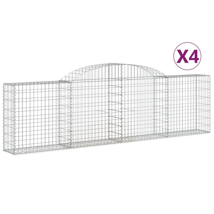Schanskorven 4 st gewelfd 300x30x80/100 cm gegalvaniseerd ijzer 4 300 x 30 x 80/100 cm