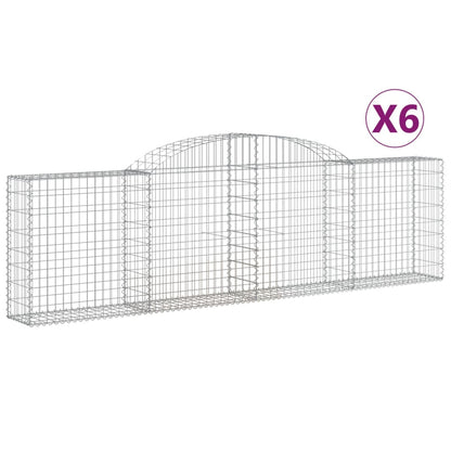 Schanskorven 6 st gewelfd 300x30x80/100 cm gegalvaniseerd ijzer 6 300 x 30 x 80/100 cm