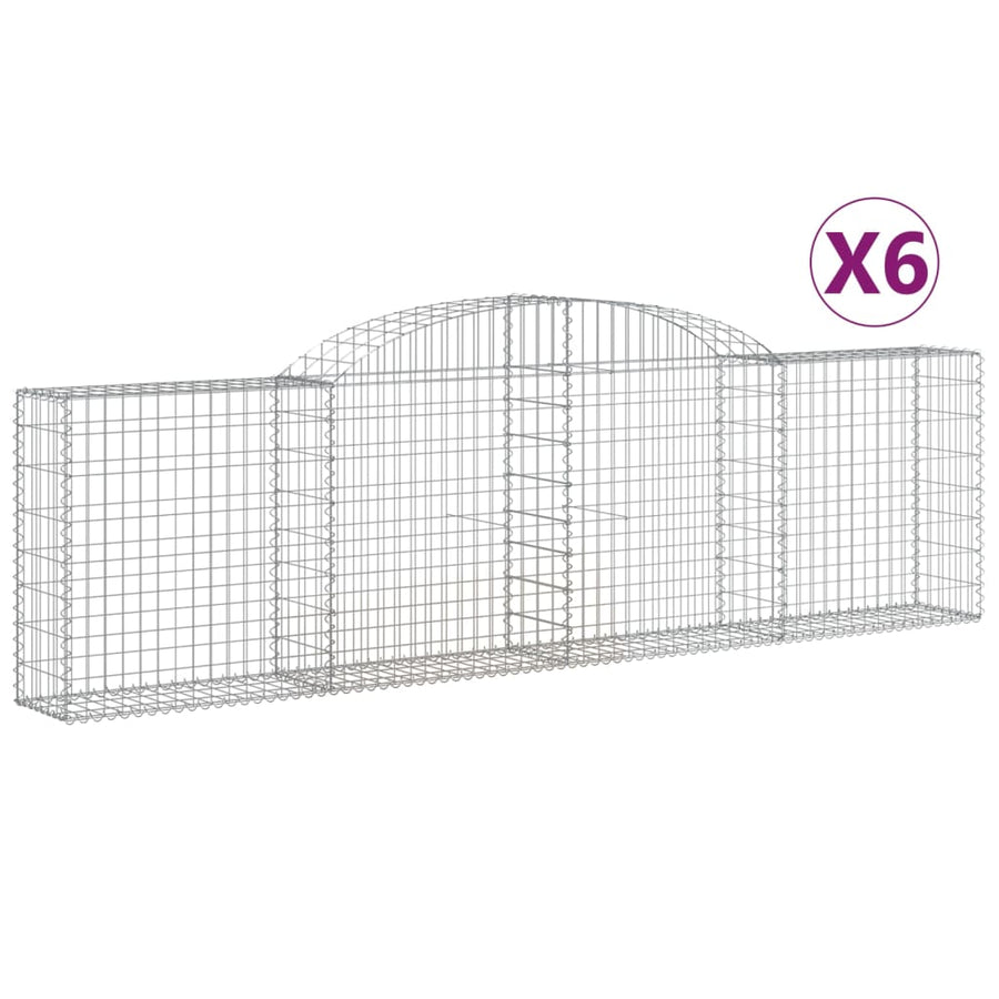 Schanskorven 6 st gewelfd 300x30x80/100 cm gegalvaniseerd ijzer 6 300 x 30 x 80/100 cm