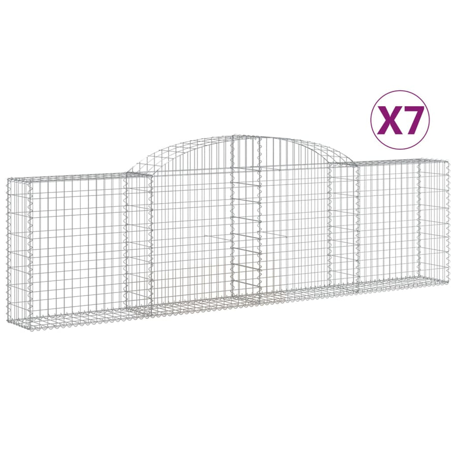 Schanskorven 7 st gewelfd 300x30x80/100 cm gegalvaniseerd ijzer 7 300 x 30 x 80/100 cm