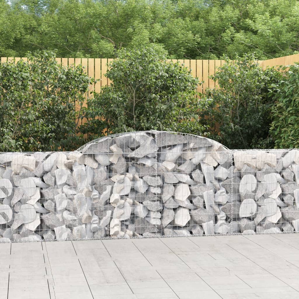 Schanskorven 7 st gewelfd 300x30x80/100 cm gegalvaniseerd ijzer 7 300 x 30 x 80/100 cm