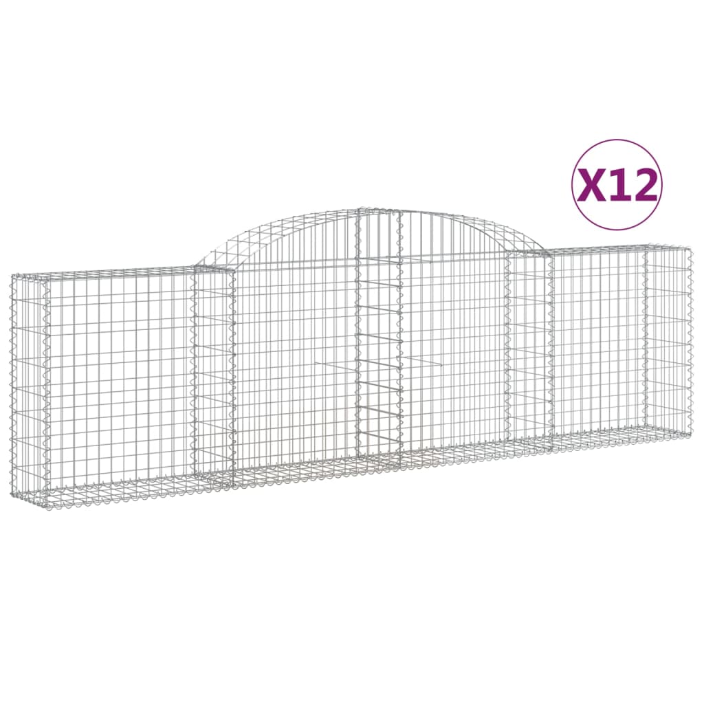 Schanskorven 12 st gewelfd 300x30x80/100 cm ijzer 12 300 x 30 x 80/100 cm