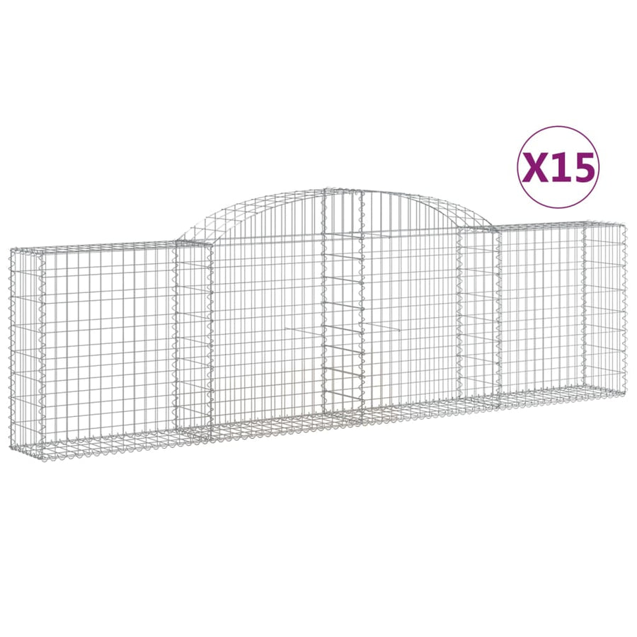 Schanskorven 15 st gewelfd 300x30x80/100 cm ijzer 15 300 x 30 x 80/100 cm