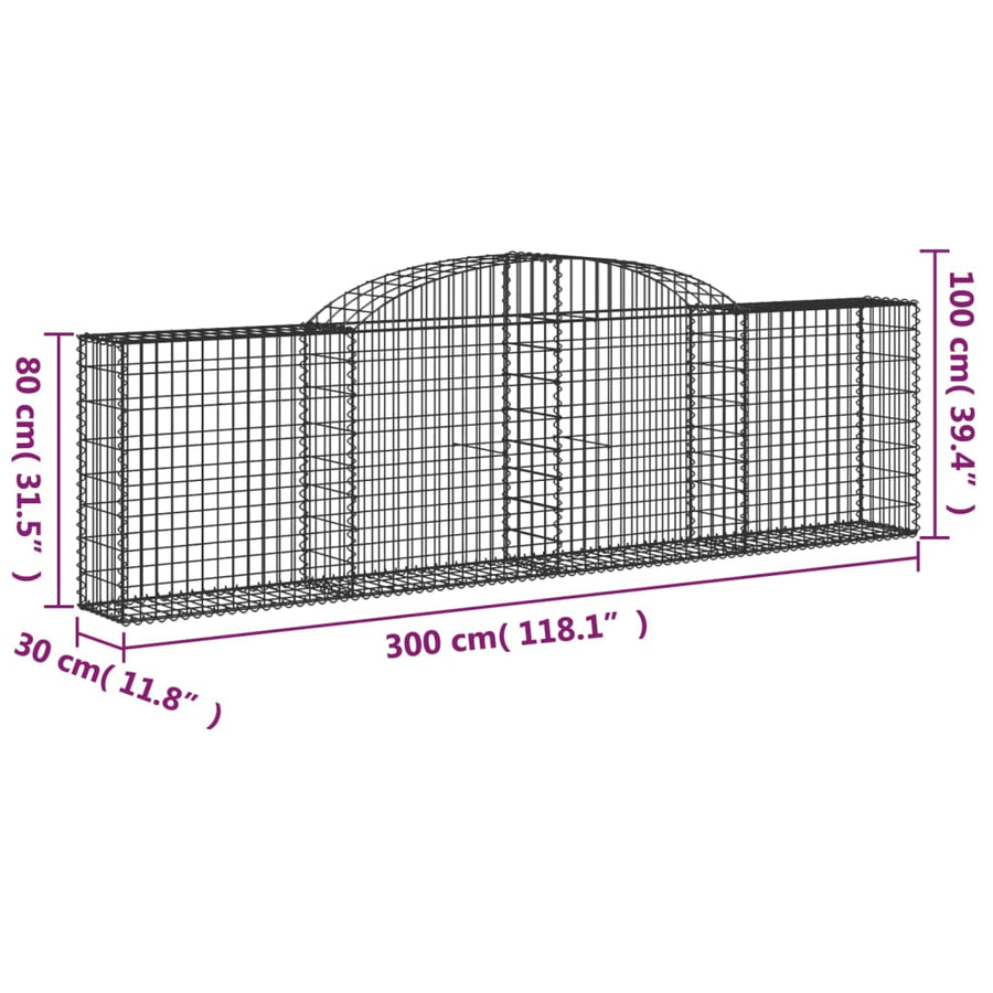 Schanskorven 30 st gewelfd 300x30x80/100 cm ijzer 30 300 x 30 x 80/100 cm