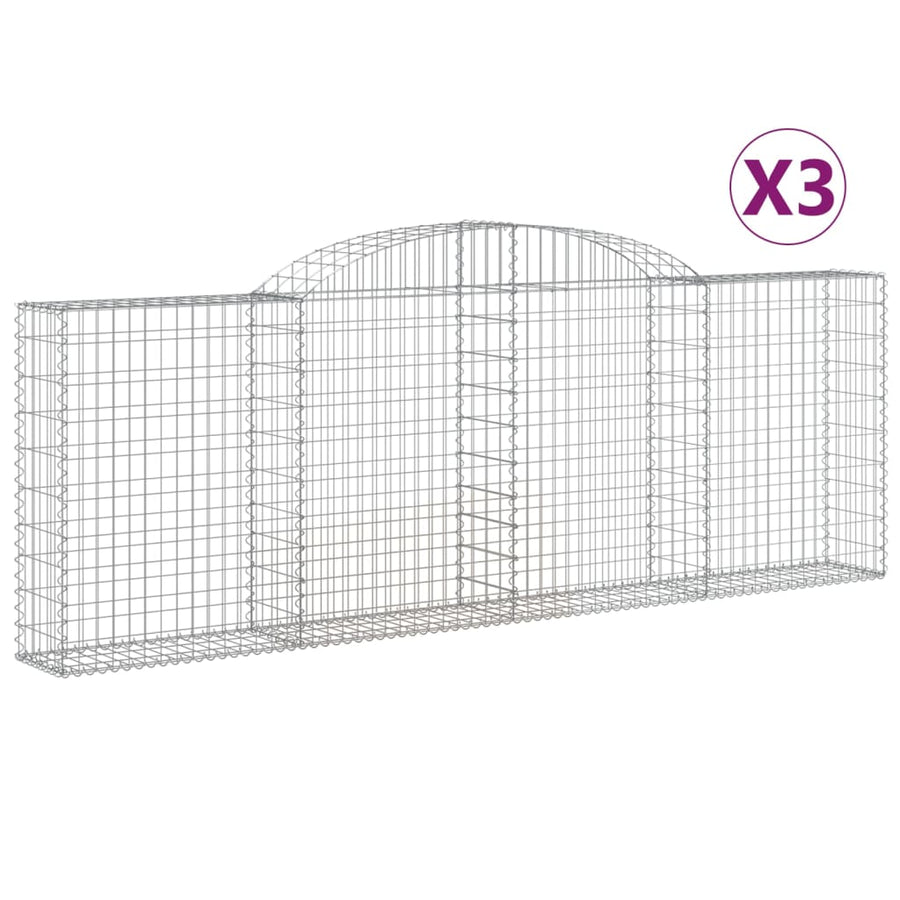 Schanskorven 3 st gewelfd 300x30x100/120 cm ijzer 3 300 x 30 x 100/120 cm