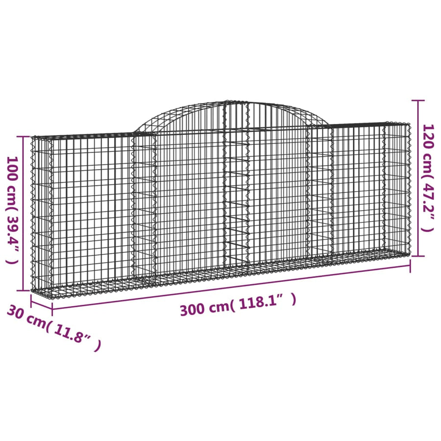 Schanskorven 4 st gewelfd 300x30x100/120 cm ijzer 4 300 x 30 x 100/120 cm