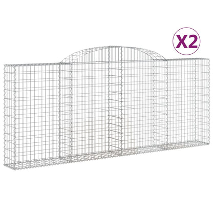 Schanskorven 2 st gewelfd 300x30x120/140 cm ijzer 2 300 x 30 x 120/140 cm