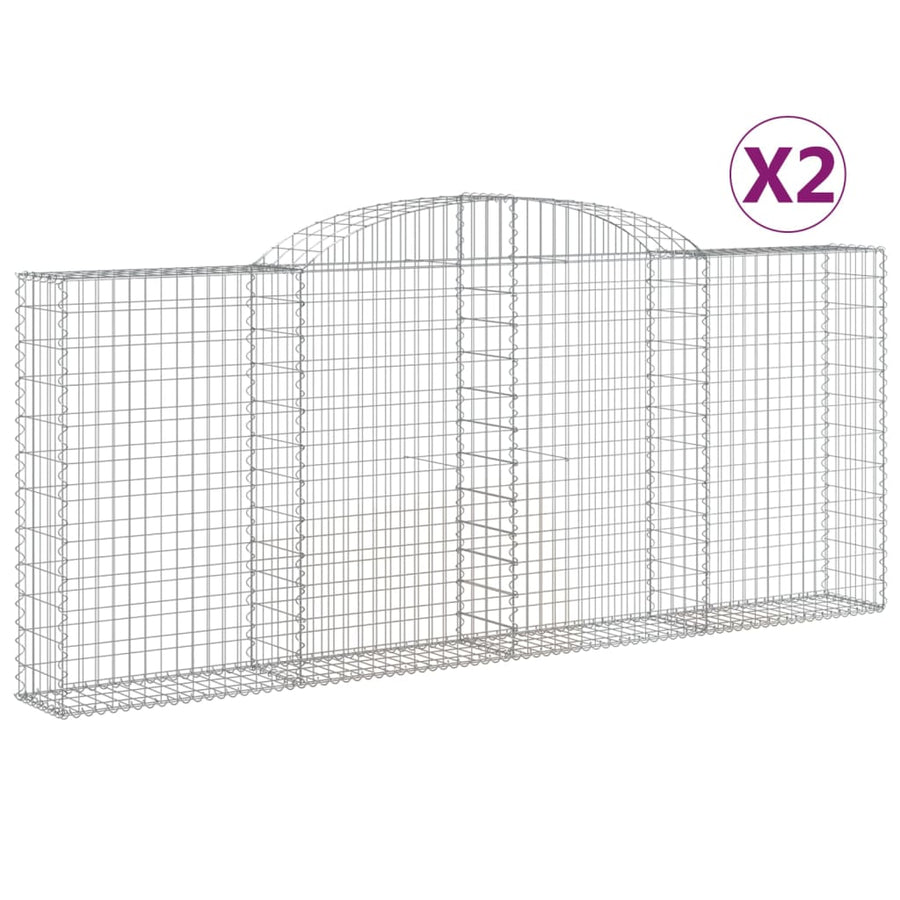 Schanskorven 2 st gewelfd 300x30x120/140 cm ijzer 2 300 x 30 x 120/140 cm