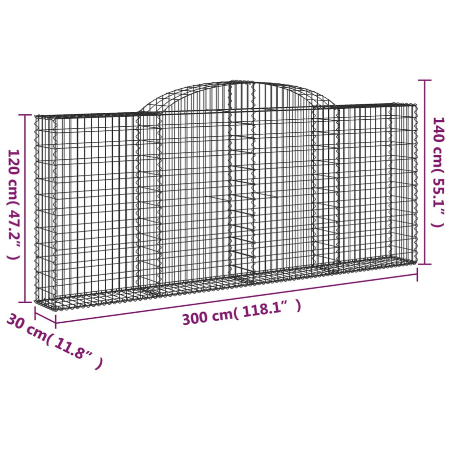 Schanskorven 5 st gewelfd 300x30x120/140 cm ijzer 5 300 x 30 x 120/140 cm