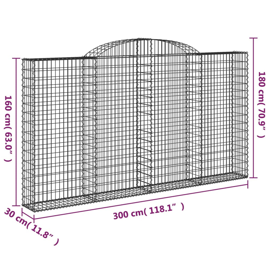 Schanskorven 5 st gewelfd 300x30x160/180 cm ijzer 5 300 x 30 x 160/180 cm