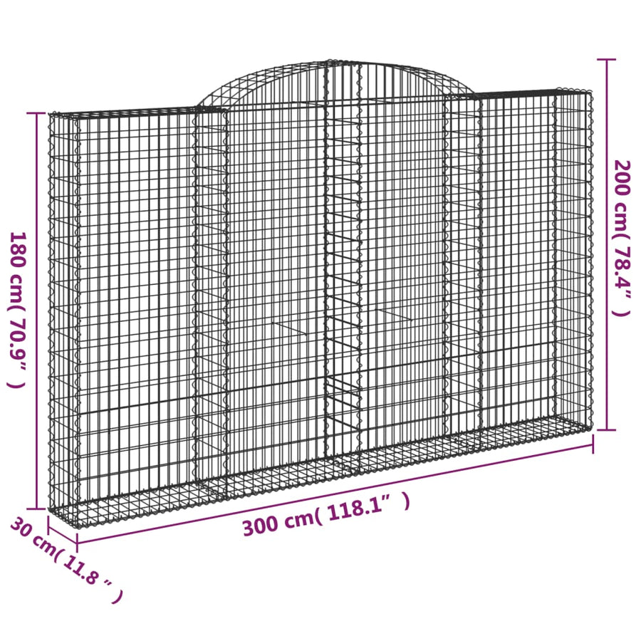 Schanskorven 2 st gewelfd 300x30x180/200 cm ijzer 2 300 x 30 x 180/200 cm