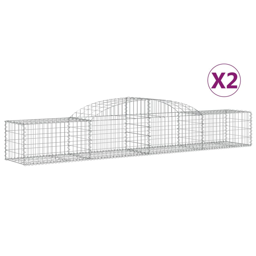Schanskorven 2 st gewelfd 300x50x40/60 cm gegalvaniseerd ijzer 2 300 x 50 x 40/60 cm