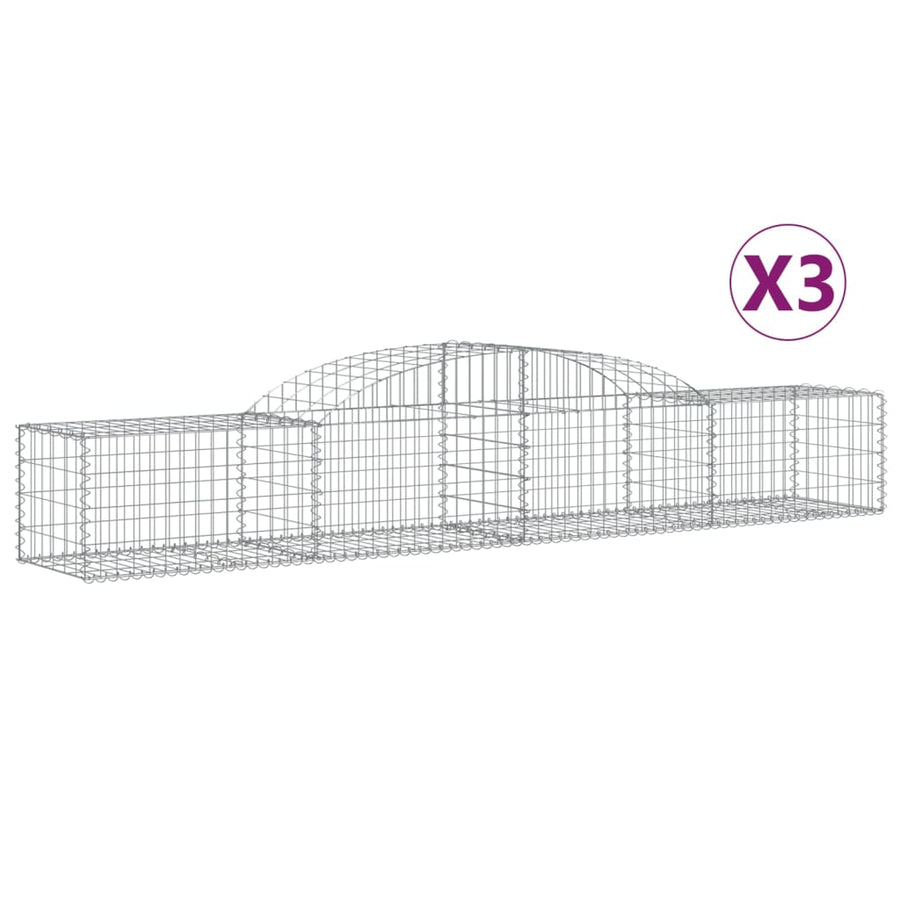 Schanskorven 3 st gewelfd 300x50x40/60 cm gegalvaniseerd ijzer 3 300 x 50 x 40/60 cm