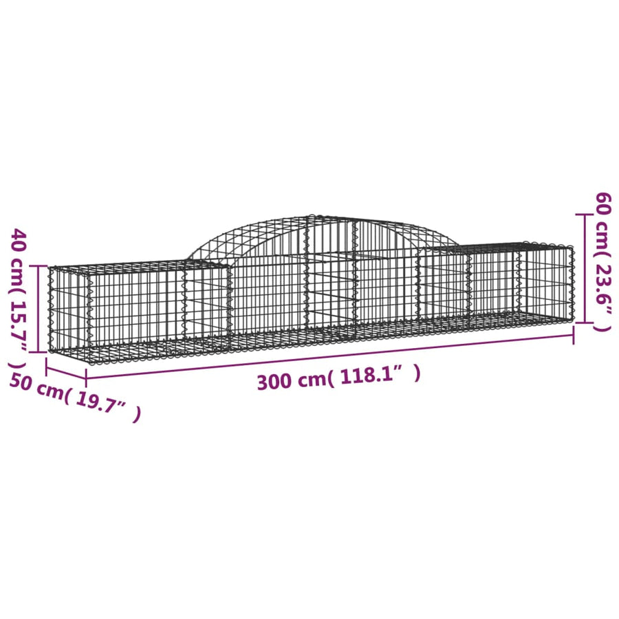 Schanskorven 5 st gewelfd 300x50x40/60 cm gegalvaniseerd ijzer 5 300 x 50 x 40/60 cm