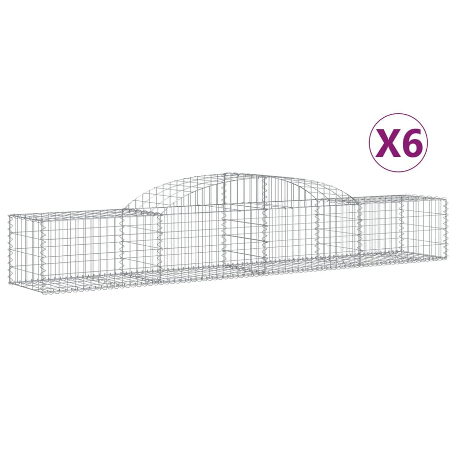Schanskorven 6 st gewelfd 300x50x40/60 cm gegalvaniseerd ijzer 6 300 x 50 x 40/60 cm