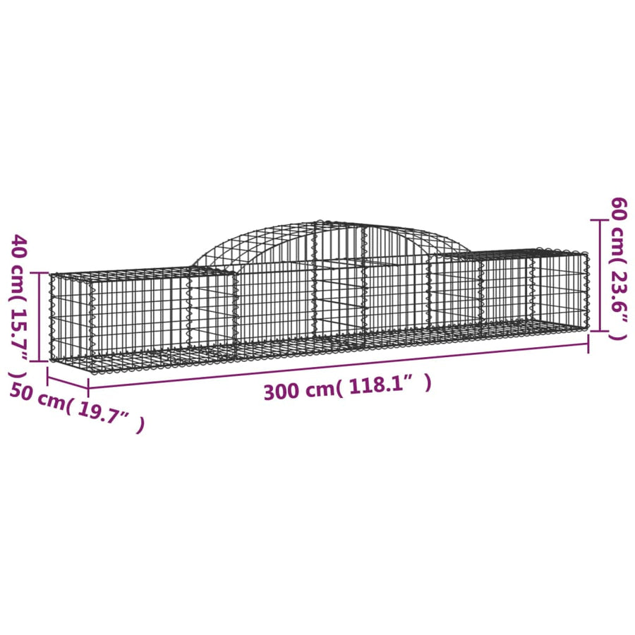 Schanskorven 6 st gewelfd 300x50x40/60 cm gegalvaniseerd ijzer 6 300 x 50 x 40/60 cm