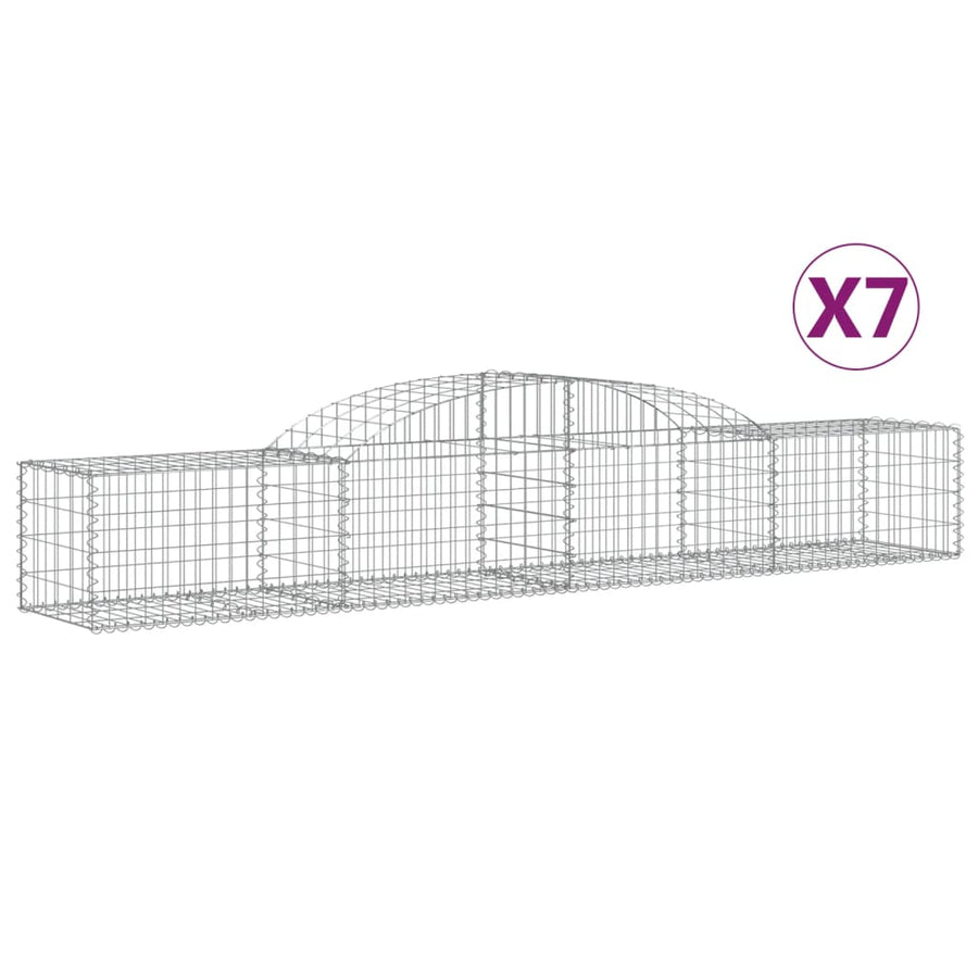 Schanskorven 7 st gewelfd 300x50x40/60 cm gegalvaniseerd ijzer 7 300 x 50 x 40/60 cm