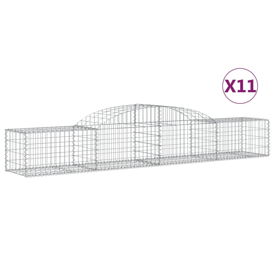 Schanskorven 11 st gewelfd 300x50x40/60 cm gegalvaniseerd ijzer 11 300 x 50 x 40/60 cm