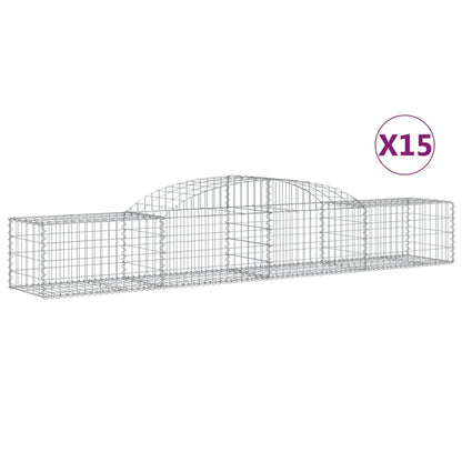 Schanskorven 15 st gewelfd 300x50x40/60 cm gegalvaniseerd ijzer 15 300 x 50 x 40/60 cm