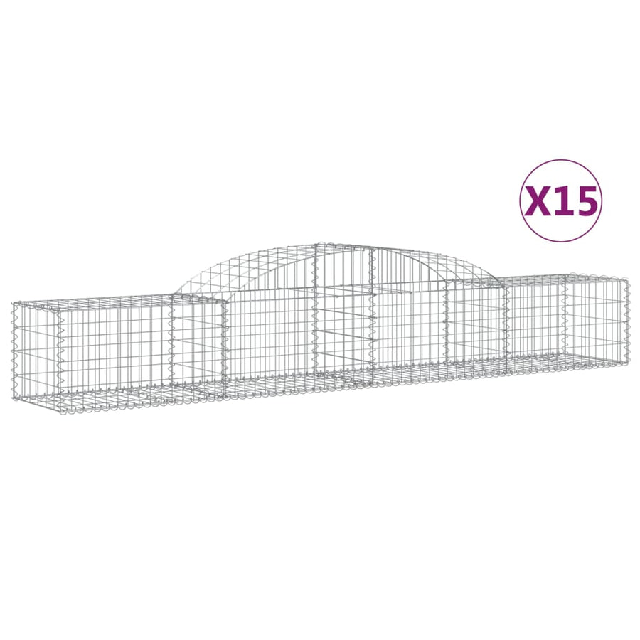 Schanskorven 15 st gewelfd 300x50x40/60 cm gegalvaniseerd ijzer 15 300 x 50 x 40/60 cm
