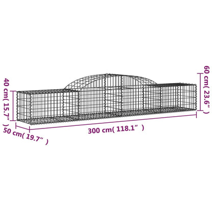 Schanskorven 20 st gewelfd 300x50x40/60 cm gegalvaniseerd ijzer 20 300 x 50 x 40/60 cm