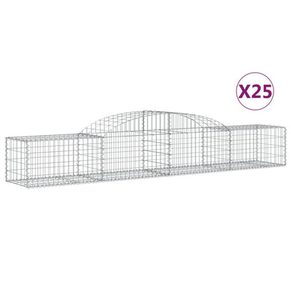 Schanskorven 25 st gewelfd 300x50x40/60 cm gegalvaniseerd ijzer 25 300 x 50 x 40/60 cm