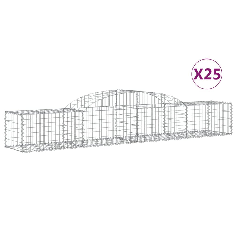 Schanskorven 25 st gewelfd 300x50x40/60 cm gegalvaniseerd ijzer 25 300 x 50 x 40/60 cm