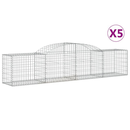 Schanskorven 5 st gewelfd 300x50x60/80 cm gegalvaniseerd ijzer 5 300 x 50 x 60/80 cm