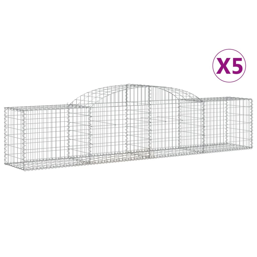 Schanskorven 5 st gewelfd 300x50x60/80 cm gegalvaniseerd ijzer 5 300 x 50 x 60/80 cm