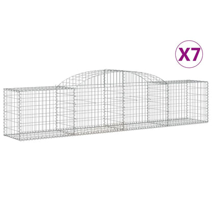 Schanskorven 7 st gewelfd 300x50x60/80 cm gegalvaniseerd ijzer 7 300 x 50 x 60/80 cm