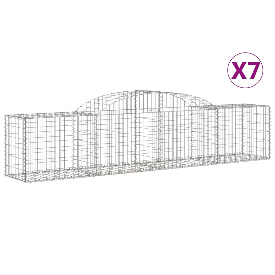 Schanskorven 7 st gewelfd 300x50x60/80 cm gegalvaniseerd ijzer 7 300 x 50 x 60/80 cm
