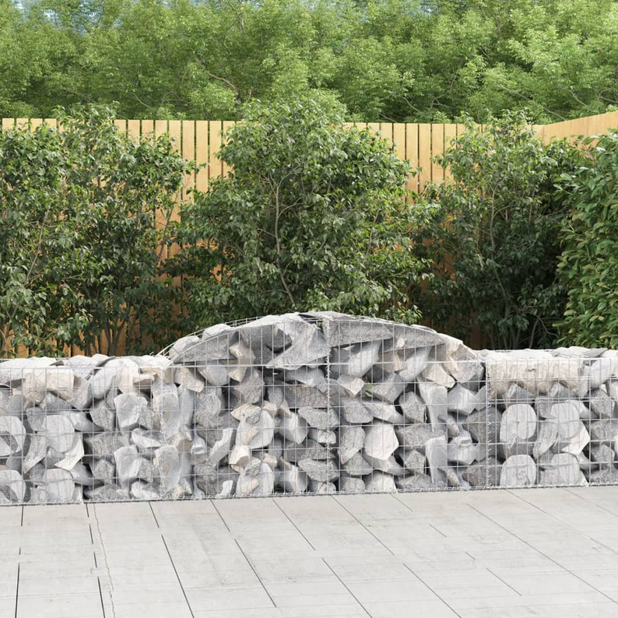 Schanskorven 7 st gewelfd 300x50x60/80 cm gegalvaniseerd ijzer 7 300 x 50 x 60/80 cm