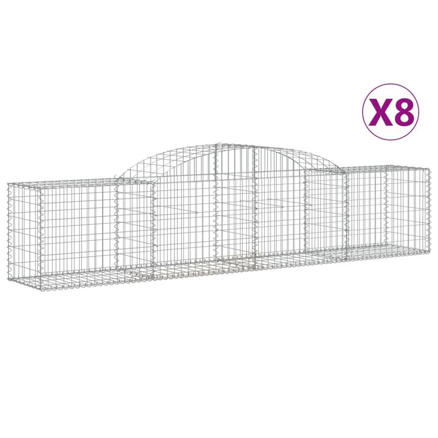 Schanskorven 8 st gewelfd 300x50x60/80 cm gegalvaniseerd ijzer 8 300 x 50 x 60/80 cm