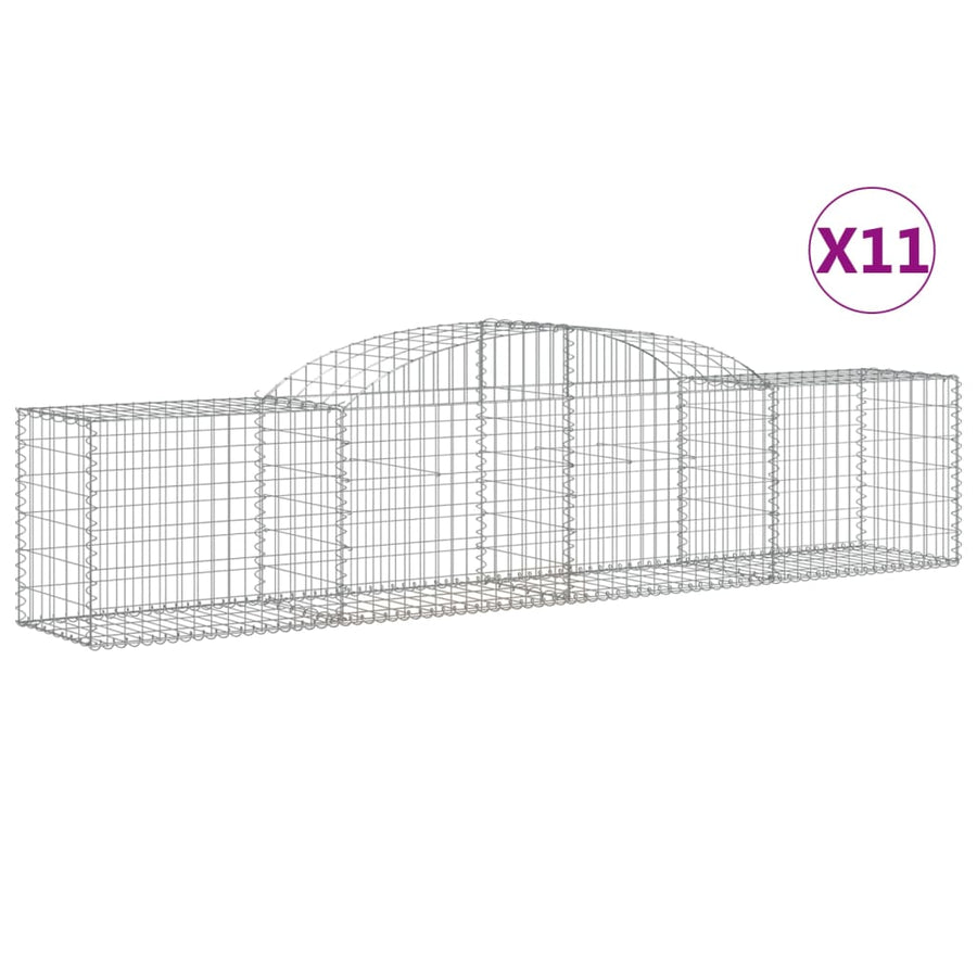 Schanskorven 11 st gewelfd 300x50x60/80 cm gegalvaniseerd ijzer 11 300 x 50 x 60/80 cm