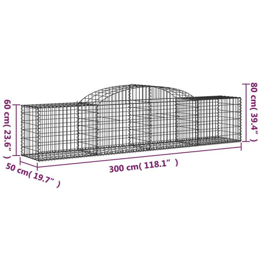 Schanskorven 11 st gewelfd 300x50x60/80 cm gegalvaniseerd ijzer 11 300 x 50 x 60/80 cm