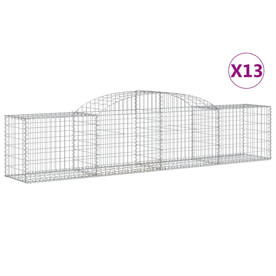 Schanskorven 13 st gewelfd 300x50x60/80 cm gegalvaniseerd ijzer 13 300 x 50 x 60/80 cm