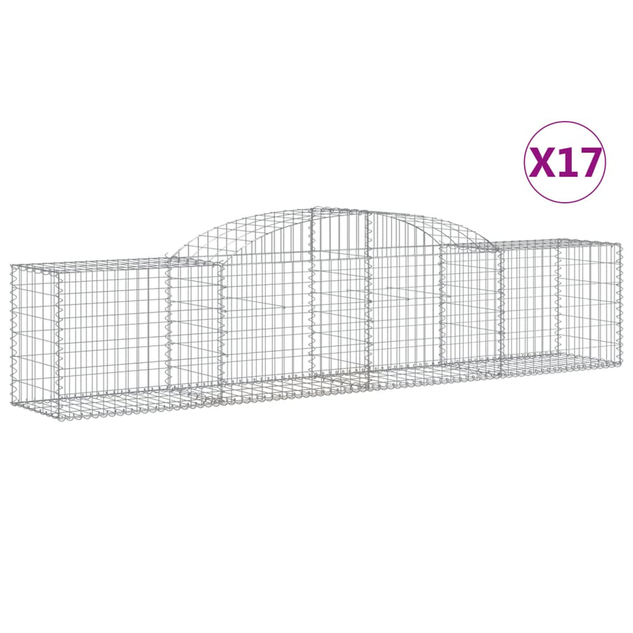 Schanskorven 17 st gewelfd 300x50x60/80 cm gegalvaniseerd ijzer 17 300 x 50 x 60/80 cm