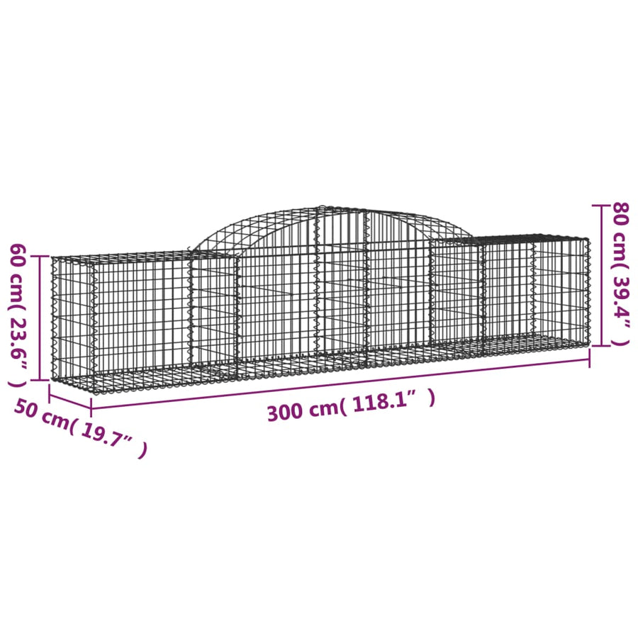 Schanskorven 17 st gewelfd 300x50x60/80 cm gegalvaniseerd ijzer 17 300 x 50 x 60/80 cm