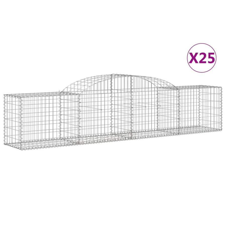 Schanskorven 25 st gewelfd 300x50x60/80 cm gegalvaniseerd ijzer 25 300 x 50 x 60/80 cm