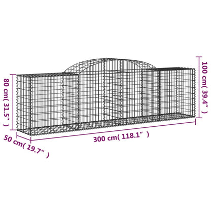 Schanskorven 2 st gewelfd 300x50x80/100 cm gegalvaniseerd ijzer 2 300 x 50 x 80/100 cm