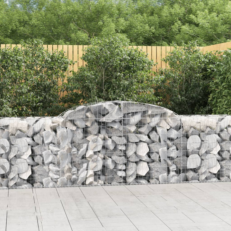 Schanskorven 7 st gewelfd 300x50x80/100 cm gegalvaniseerd ijzer 7 300 x 50 x 80/100 cm
