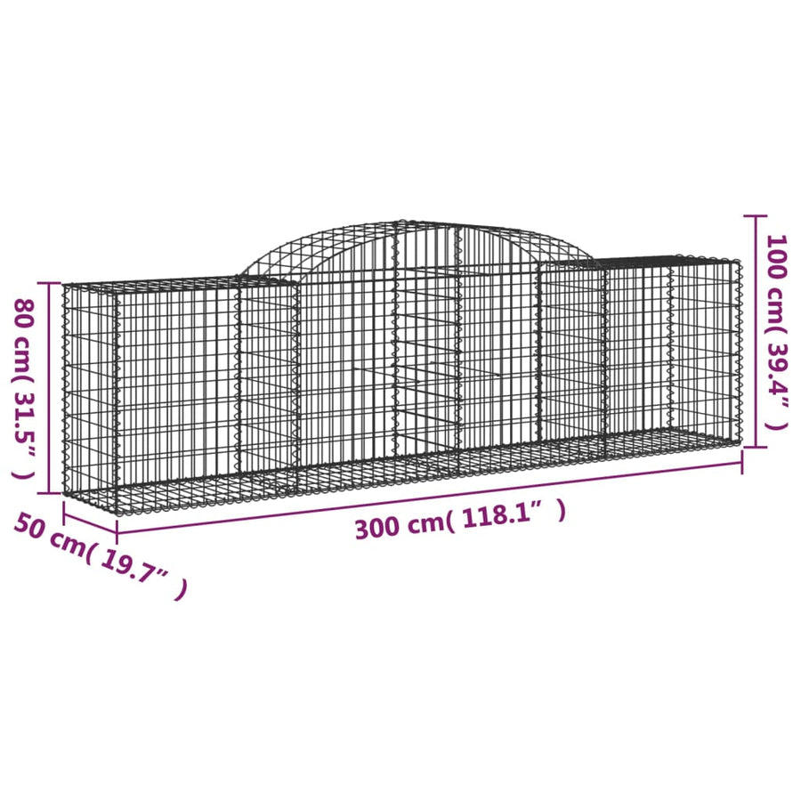 Schanskorven 13 st gewelfd 300x50x80/100 cm ijzer 13 300 x 50 x 80/100 cm