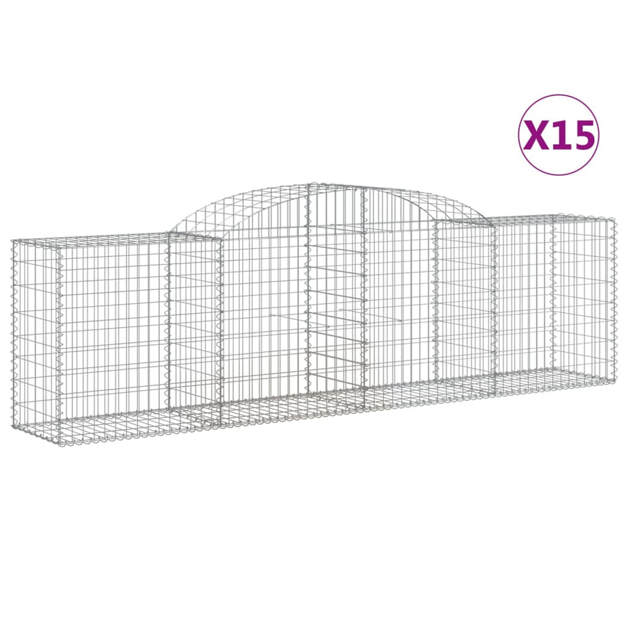 Schanskorven 15 st gewelfd 300x50x80/100 cm ijzer 15 300 x 50 x 80/100 cm