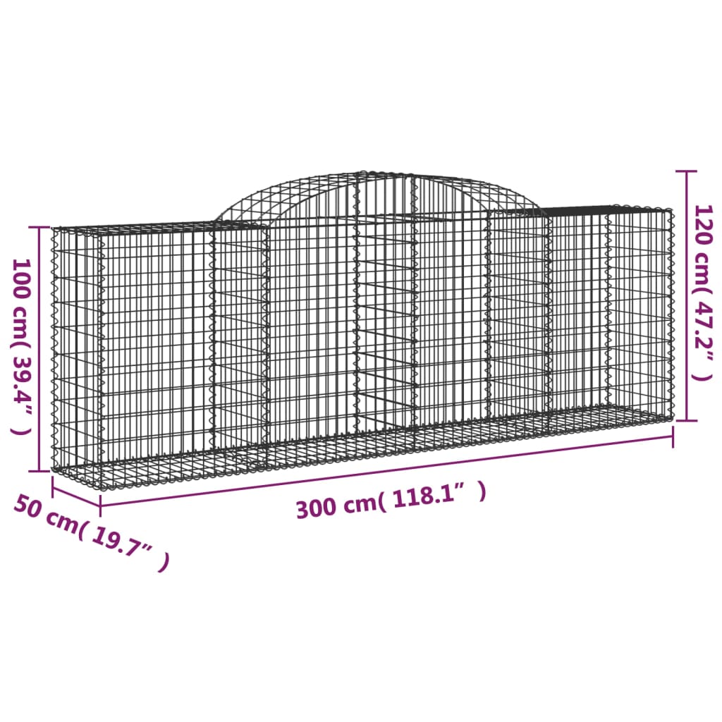 Schanskorven 2 st gewelfd 300x50x80/120 cm ijzer 2 300 x 50 x 100/120 cm