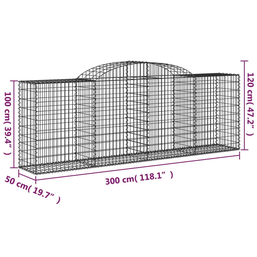 Schanskorven 8 st gewelfd 300x50x100/120 cm ijzer 8 300 x 50 x 100/120 cm