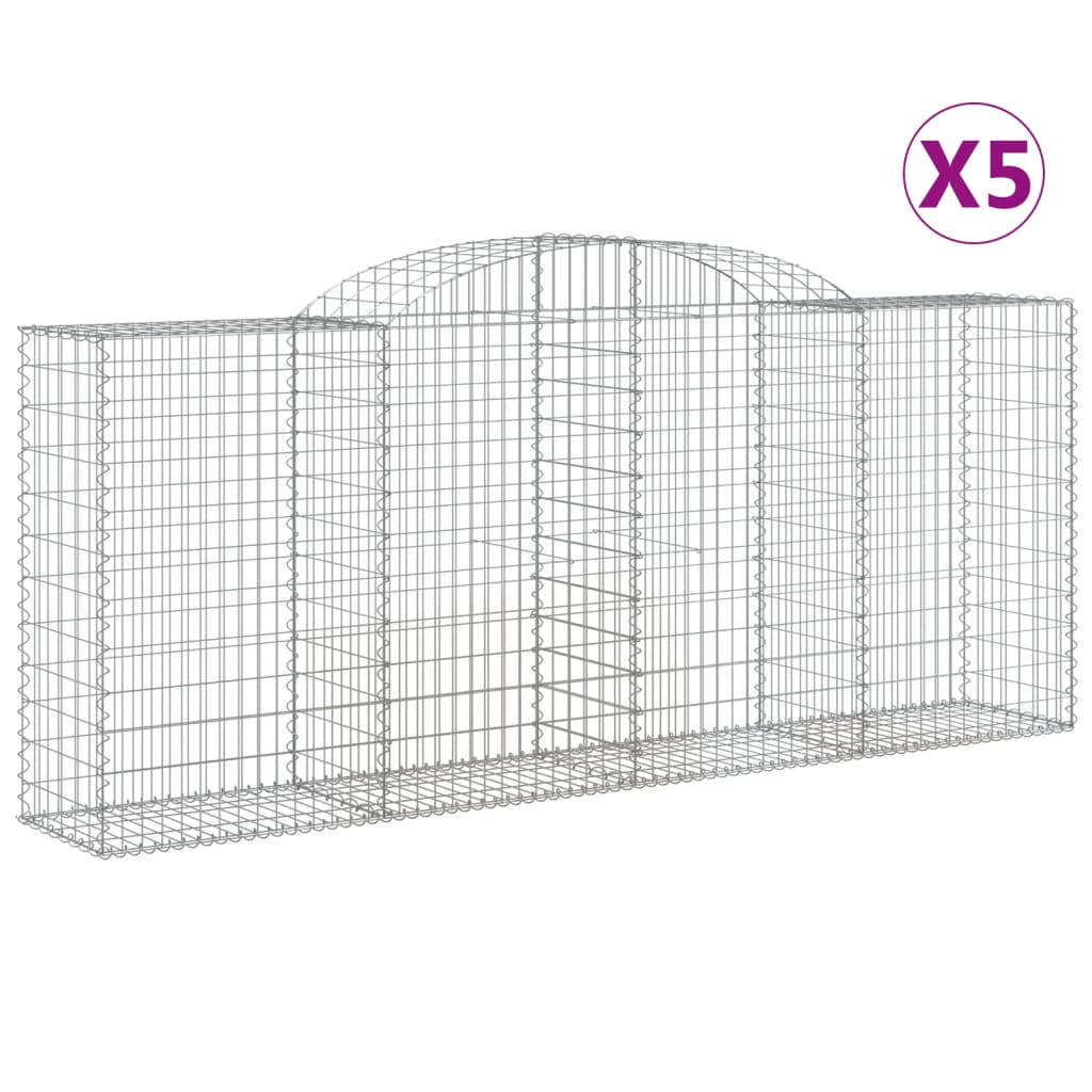Schanskorven 5 st gewelfd 300x50x120/140 cm ijzer 5 300 x 50 x 120/140 cm