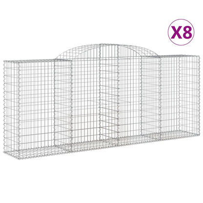 Schanskorven 8 st gewelfd 300x50x120/140 cm ijzer 8 300 x 50 x 120/140 cm