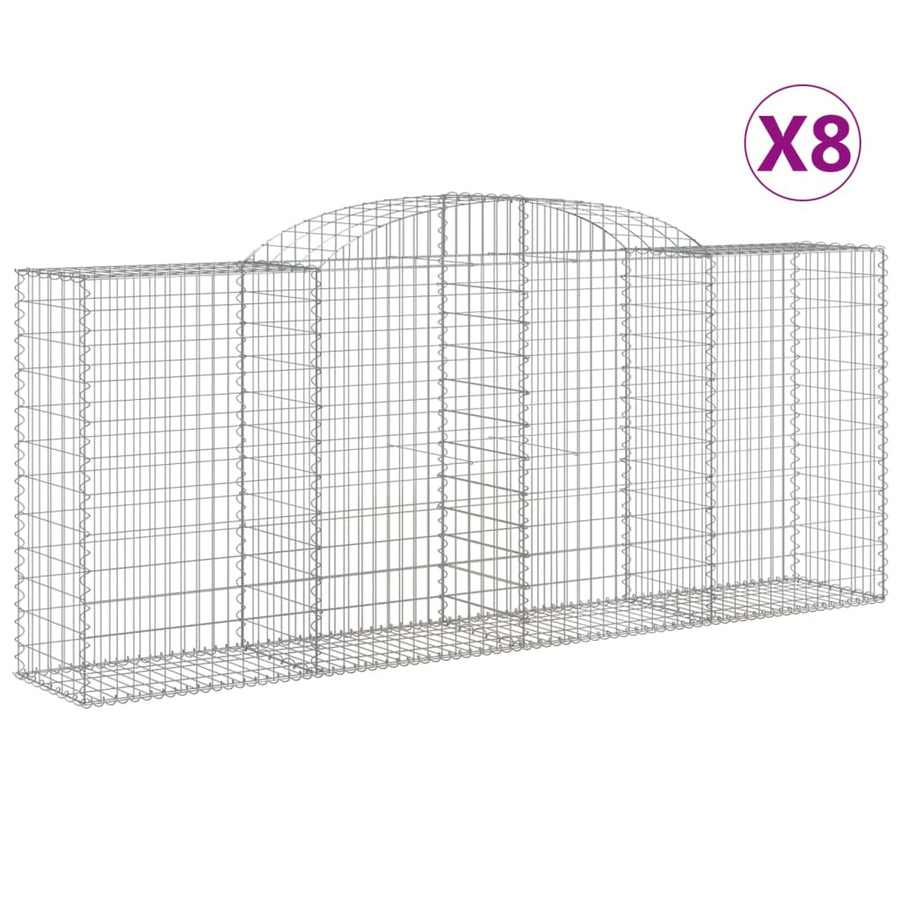 Schanskorven 8 st gewelfd 300x50x120/140 cm ijzer 8 300 x 50 x 120/140 cm