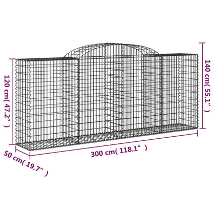 Schanskorven 8 st gewelfd 300x50x120/140 cm ijzer 8 300 x 50 x 120/140 cm